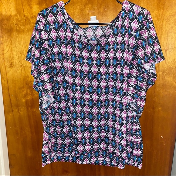 JACLYN SMITH Women’s Top Aztec Design. SZ XXL Teal and Purple - Picture 5 of 5